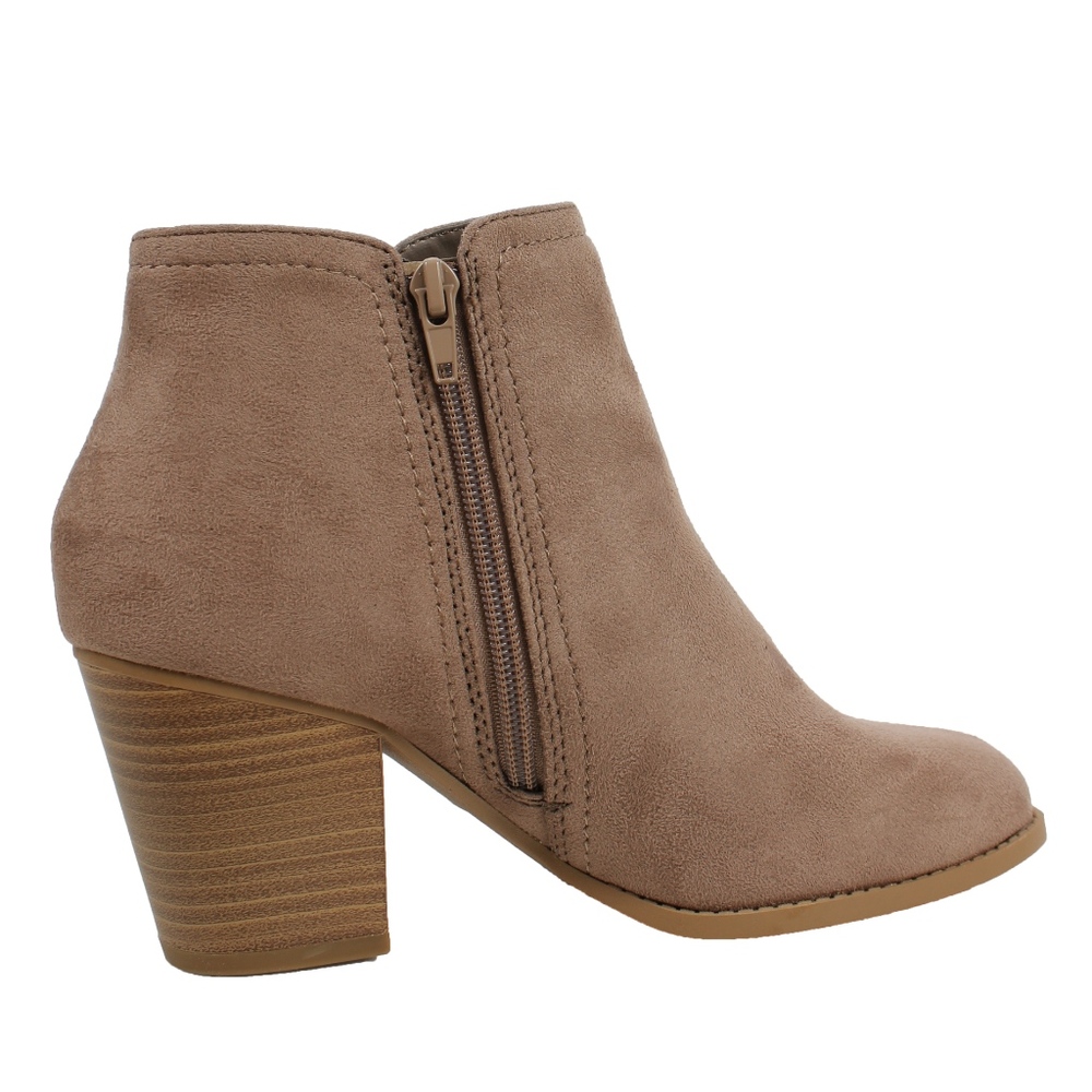 Piano Cement Faux Suede Stack Block Heel Ankle Boot - Picture 3 of 7
